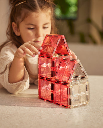 Glitter Tiles Pack Transparent / Pink | 16 stuks